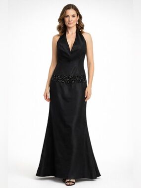 Jovani Formal Gown Jeweled Waist Backless Halter Dress Size 6